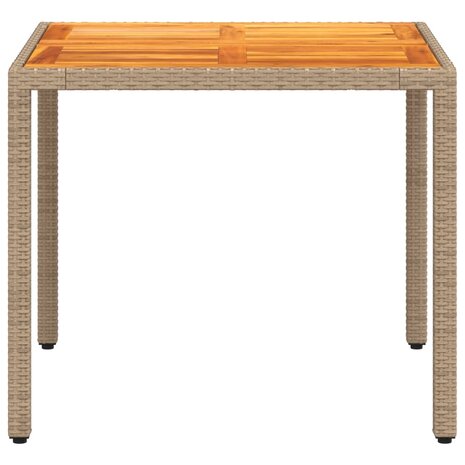 Tuintafel 90x90x75 cm poly rattan en acaciahout beige 8721012451384 6