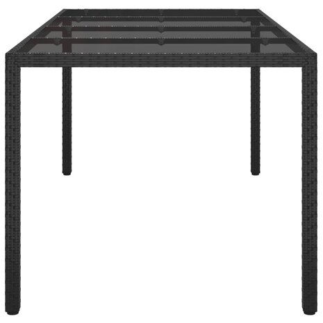 Tuintafel 190x90x75 cm gehard glas en poly rattan black 8720286666494 4