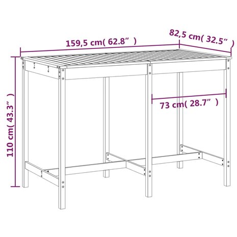 Tuintafel 159,5x82,5x110 cm massief grenenhout grijs 8720845692100 7