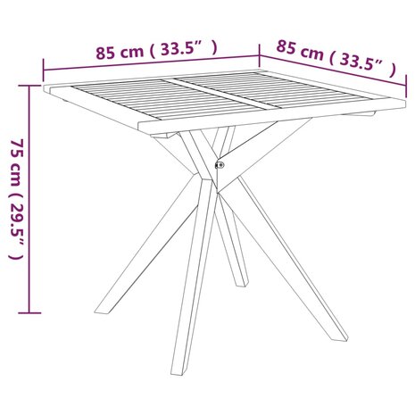 Tuintafel 85x85x75 cm massief acaciahout 8720286444078 5