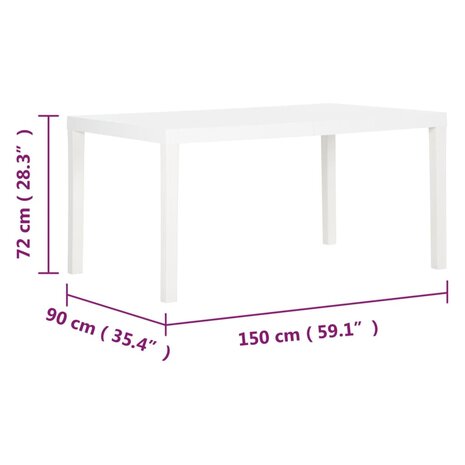 Tuintafel 150x90x72 cm polypropeen wit 8720286908099 8