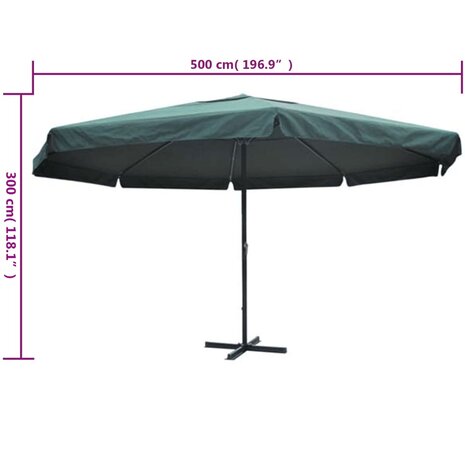 Parasol Samos 500 cm aluminium groen 8718475802877 5