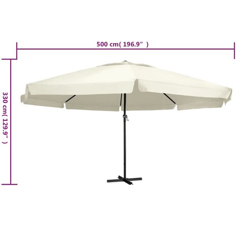 Parasol met aluminium paal 600 cm zandwit 8719883763781 5