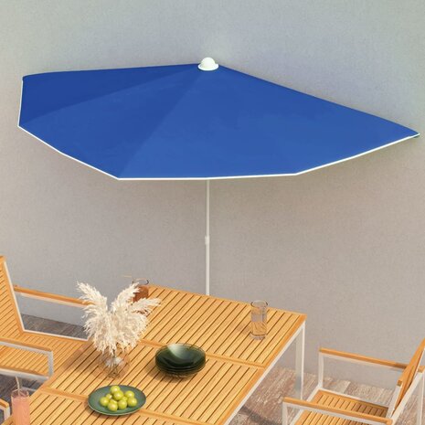 Parasol half met paal 180x90 cm azuurblauw 8720286205259 1