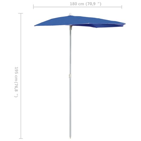 Parasol half met paal 180x90 cm azuurblauw 8720286205259 8