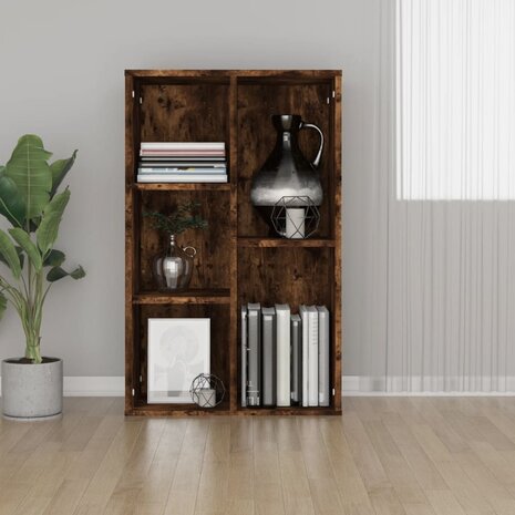 Boekenkast/dressoir 50x25x80 cm bewerkt hout gerookt eikenkleur 8720845735333 1