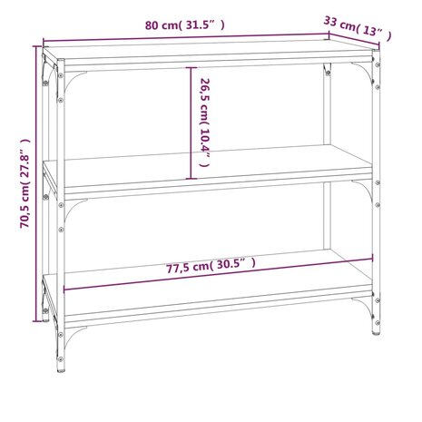 Boekenkast 80x33x70,5 cm hout en staal grijs sonoma eikenkleur 8720287197225 9