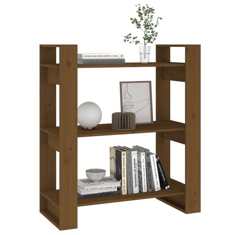 Boekenkast/kamerscherm 80x35x91 cm massief hout honingbruin 8720286905401 4