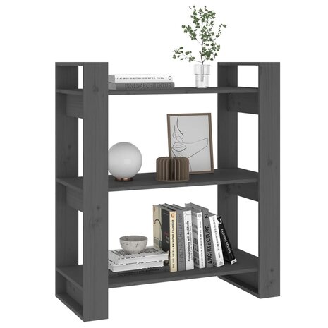 Boekenkast/kamerscherm 80x35x91 cm massief grenenhout grijs 8720286905395 4