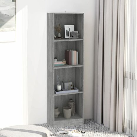 Boekenkast 4 schappen 40x24x143 cm bewerkt hout grijs sonoma 8720845693312 1