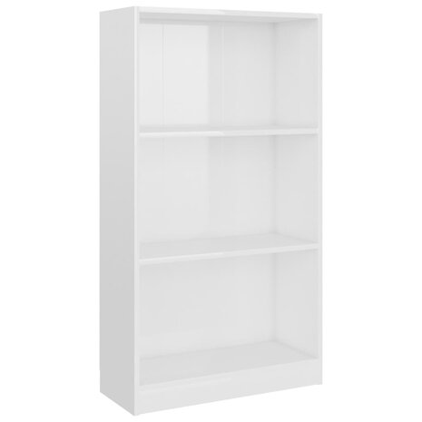 Boekenkast 3 schappen 60x24x109 cm bewerkt hout hoogglans wit 8719883787749 2