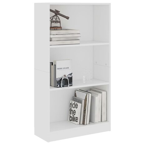 Boekenkast met 3 schappen 60x24x109 cm bewerkt hout wit 8719883787688 3