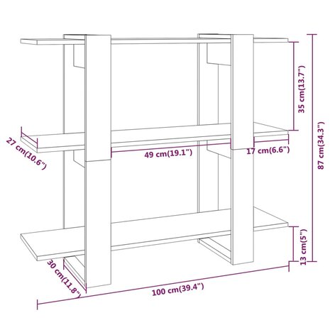 Boekenkast/kamerscherm 100x30x87 cm bruineikenkleurig 8720286843994 7