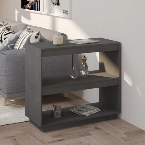 Boekenkast 80x35x71 cm massief grenenhout grijs 8720286816127 1