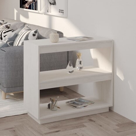 Boekenkast 80x35x71 cm massief grenenhout wit 8720286816110 1