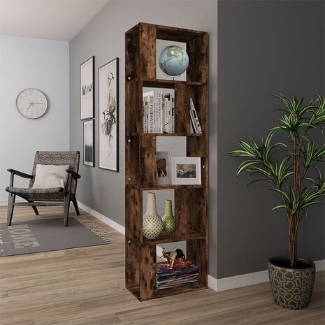 Boekenkast 45x24x160 cm bewerkt hout gerookt eikenkleurig 8720845694067 3