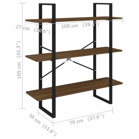 Boekenkast 100x30x105 cm bewerkt hout bruineikenkleurig 8720287088295 7