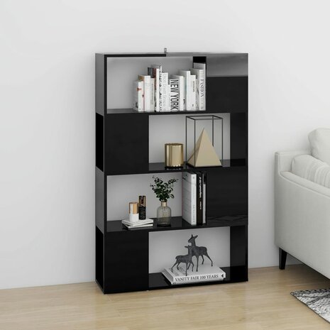 Boekenkast/kamerscherm 80x24x124,5 cm hoogglans zwart 8720286650974 3