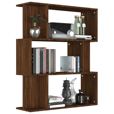 Boekenkast / kamerscherm 80x24x96 cm bewerkt hout bruineiken 8720286975077 4