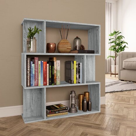 Boekenkast / kamerscherm 80x24x96 cm bewerkt hout grijs sonoma 8720286975060 1