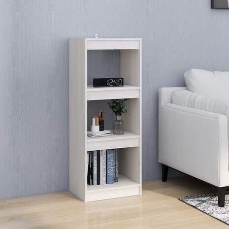 Boekenkast/kamerscherm 40x30x103,5 cm massief grenenhout wit 8720286608395 3