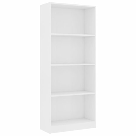 Boekenkast met 4 schappen 60x24x142 cm bewerkt hout wit 8719883869209 2