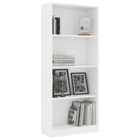 Boekenkast met 4 schappen 60x24x142 cm bewerkt hout wit 8719883869209 3