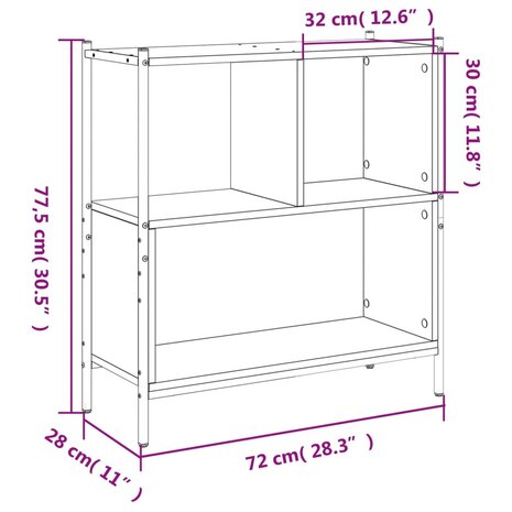 Boekenkast 72x28x77,5 cm bewerkt hout gerookt eikenkleurig 8721012339316 11