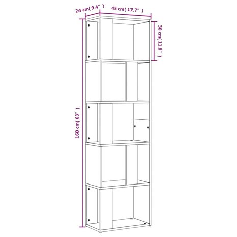 Boekenkast 45x24x160 cm bewerkt hout grijs sonoma eikenkleurig 8720845694074 8