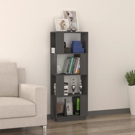 Boekenkast/kamerscherm 51x25x132 cm massief grenenhout grijs 8720286905845 3