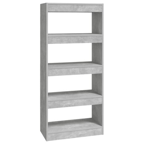 Boekenkast/kamerscherm 60x30x135 cm bewerkt hout betongrijs 8720286843291 2