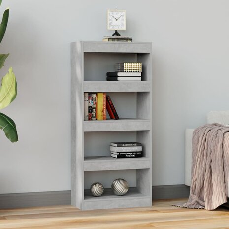 Boekenkast/kamerscherm 60x30x135 cm bewerkt hout betongrijs 8720286843291 3