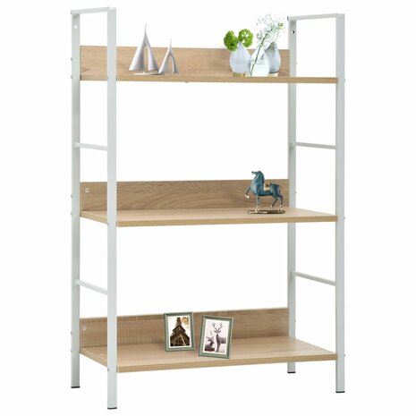 Boekenkast 3 schappen 60x27,6x90,5 cm bewerkt hout eikenkleurig 8719883890579 2