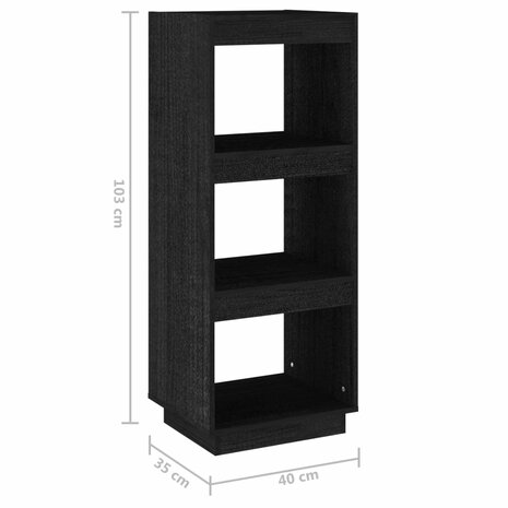 Boekenkast/kamerscherm 40x35x103 cm massief grenenhout zwart 8720286815793 8