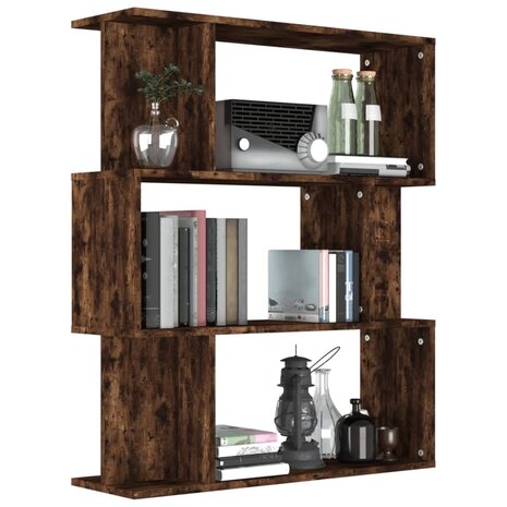 Boekenkast / kamerscherm 80x24x96 cm bewerkt hout gerookt eiken 8720286975053 4