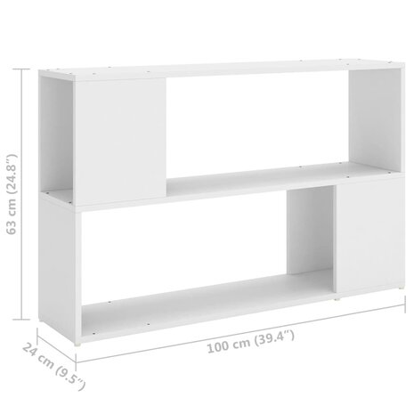 Boekenkast 100x24x63 cm bewerkt hout wit 8720286651261 7