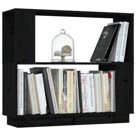 Boekenkast/kamerscherm 80x25x70 cm massief grenenhout zwart 8720286905968 4