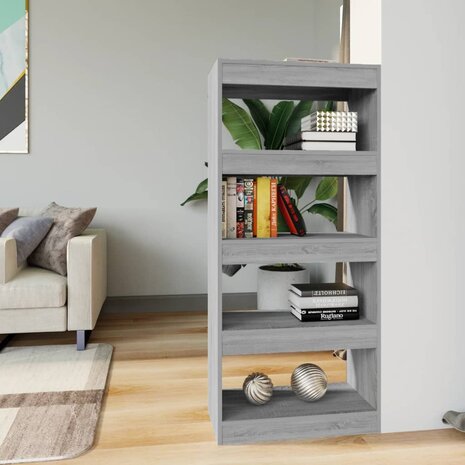 Boekenkast/kamerscherm 60x30x135 cm bewerkt hout grijs sonoma 8720286844373 1