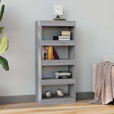 Boekenkast/kamerscherm 60x30x135 cm bewerkt hout grijs sonoma 8720286844373 4