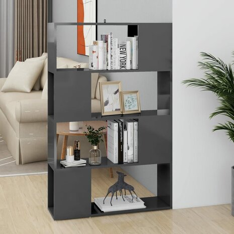 Boekenkast/kamerscherm 80x24x124,5 cm hoogglans grijs 8720286650981 1