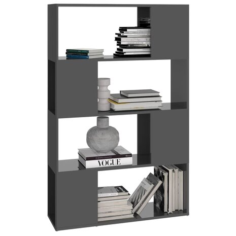 Boekenkast/kamerscherm 80x24x124,5 cm hoogglans grijs 8720286650981 4