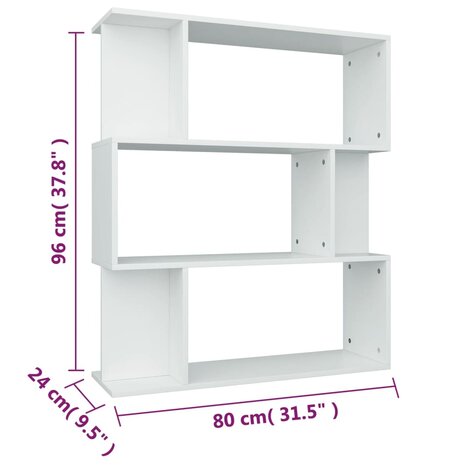 Boekenkast/kamerscherm 80x24x96 cm bewerkt hout wit 8719883672427 8