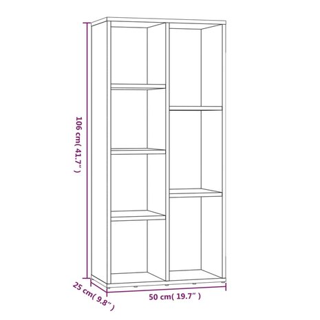 Boekenkast 50x25x106 cm grijs sonoma eikenkleurig 8720286954287 11