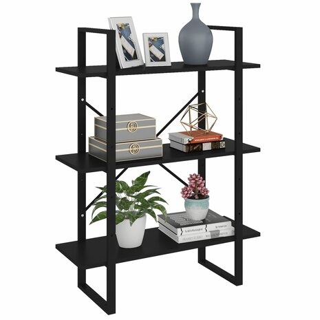 Boekenkast 80x30x105 cm bewerkt hout zwart 8720286568187 1