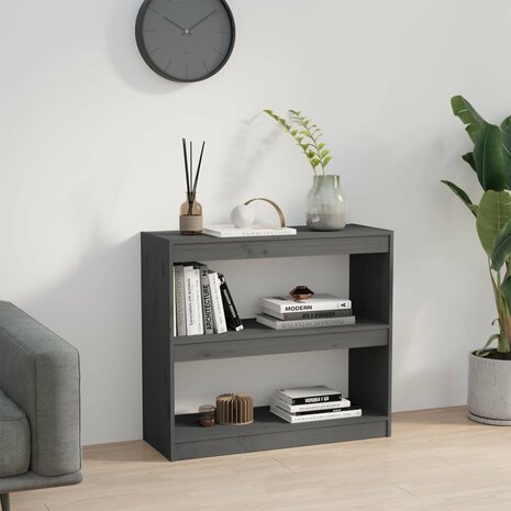 Boekenkast/kamerscherm 80x30x71,5 cm massief grenenhout grijs 8720286608852 3