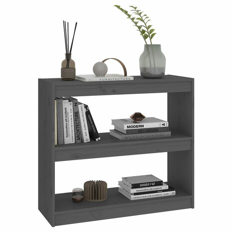 Boekenkast/kamerscherm 80x30x71,5 cm massief grenenhout grijs 8720286608852 4