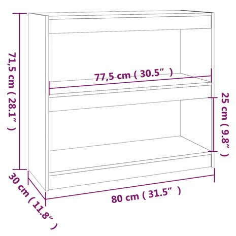 Boekenkast/kamerscherm 80x30x71,5 cm massief grenenhout grijs 8720286608852 8