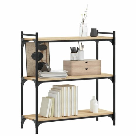 Boekenkast 3-laags 80x30x86 cm bewerkt hout sonoma eikenkleurig 8721012194502 3