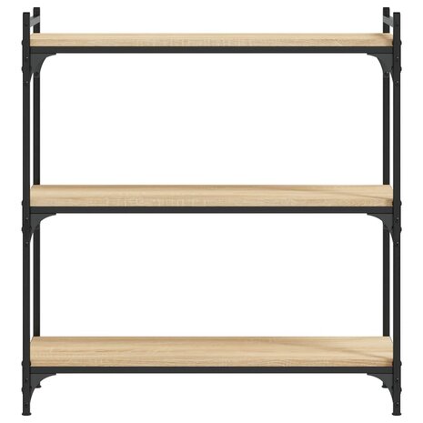 Boekenkast 3-laags 80x30x86 cm bewerkt hout sonoma eikenkleurig 8721012194502 4