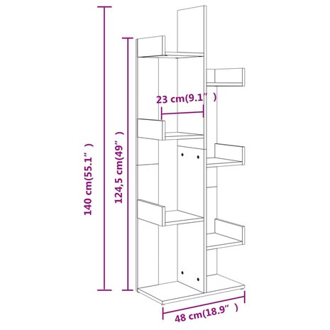 Boekenkast 48x25,5x140 cm spaanplaat betongrijs 8720286645932 7